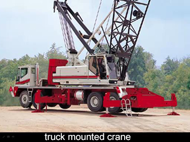 this crane is mounted on rubber tires and this is called a truck-mounted crane.
